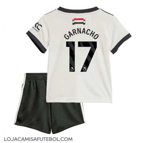 Camisa de Futebol Manchester United Alejandro Garnacho #17 Equipamento Alternativo Infantil 2024-25 Manga Curta (+ Calças curtas)